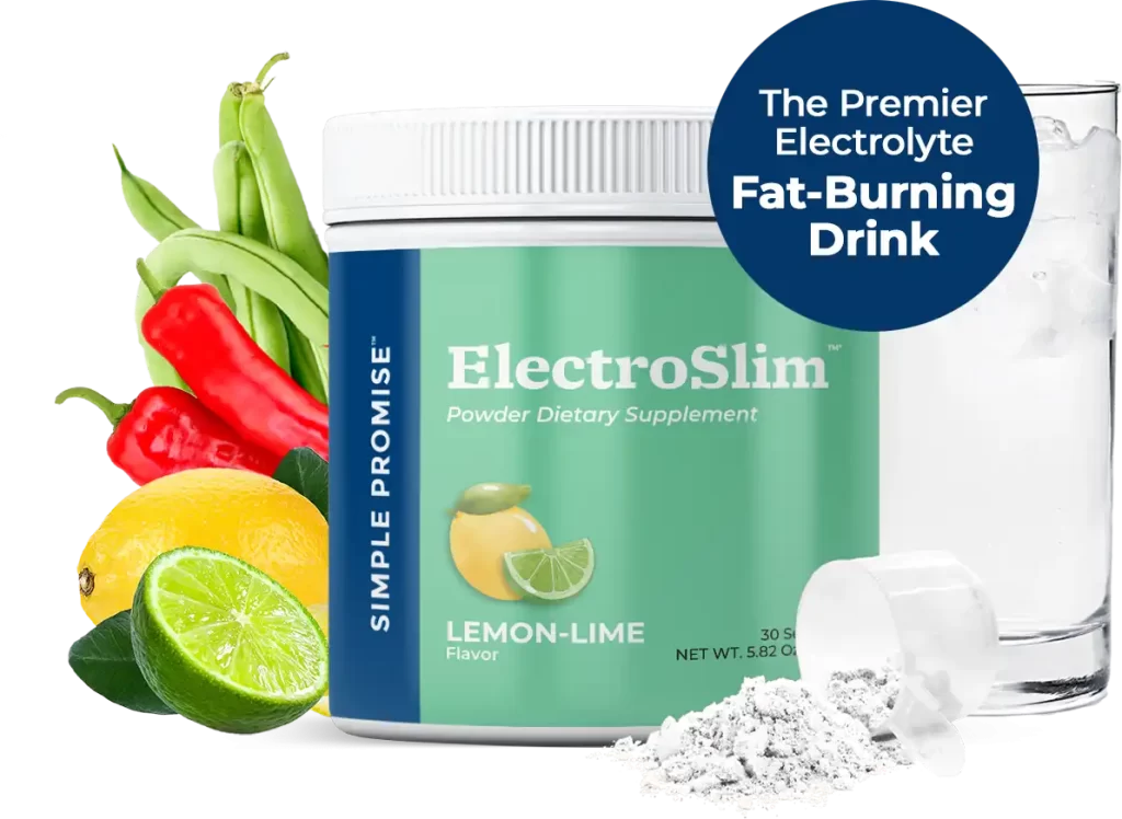 ElectroSlim lemon-lime dietary supplement jar with natural ingredients for weight loss